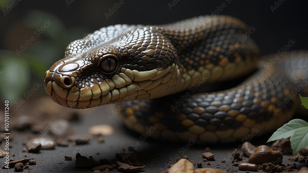 Varan resting on a branch in the terrarium Varan resting on a branch in the terrarium