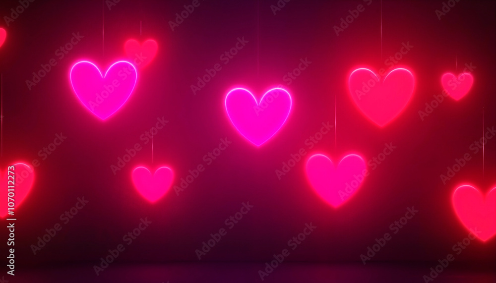 Valentine's Day background with glowing neon hearts on dark backdrop
Valentine's Day background with glowing neon hearts on dark backdrop