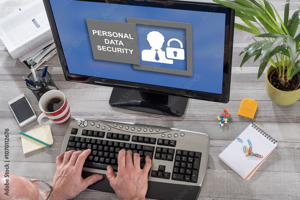 Personal data security concept on a computer Personal data security concept on a computer