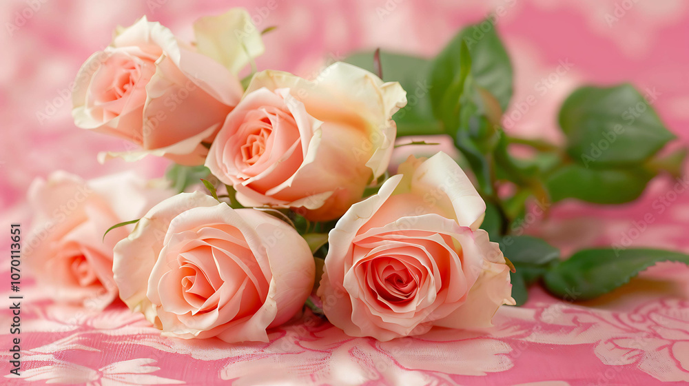 Light pink roses against a pink background. The roses are in focus, while the background is slightly blurred. Light pink roses against a pink background. The roses are in focus, while the background is slightly blurred.