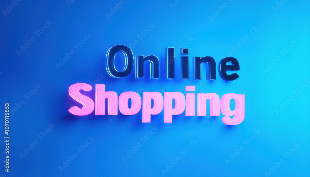 Bright neon sign displaying 'Online Shopping' against a vibrant blue background, evoking a modern and digital shopping experience. Bright neon sign displaying 'Online Shopping' against a vibrant blue background, evoking a modern and digital shopping experience.