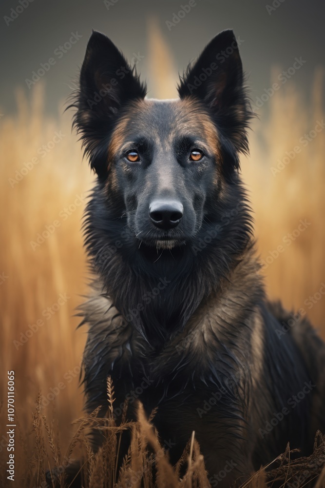 Majestic german shepherd in golden wheat field at dusk Thankful For My Dog Day