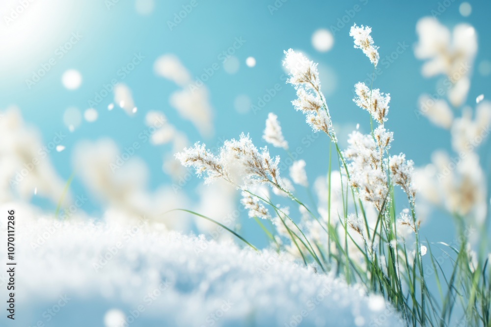 Fototapeta premium Snowy Landscape with Crunching Boots in Winter Scene