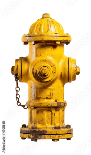 Yellow Fire Hydrant Isolated on White Background