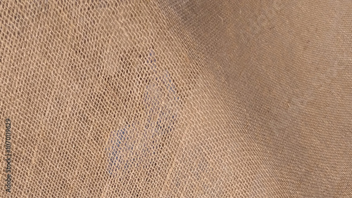 Jute pattern, rough burlap texture, canvas coarse cloth, brown woven rustic bagging. Threads background. Sackcloth surface, material