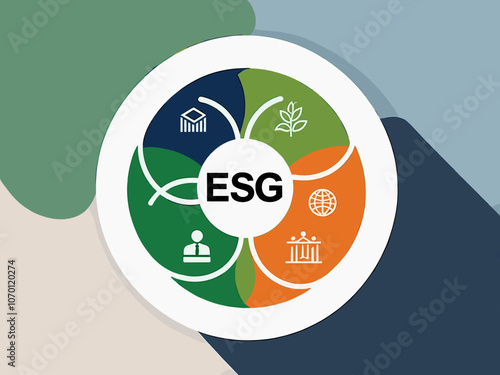 ESG concept icon for business and organization, Environment, Social, Governance and sustainability development concept with venn diagram, vector illustration