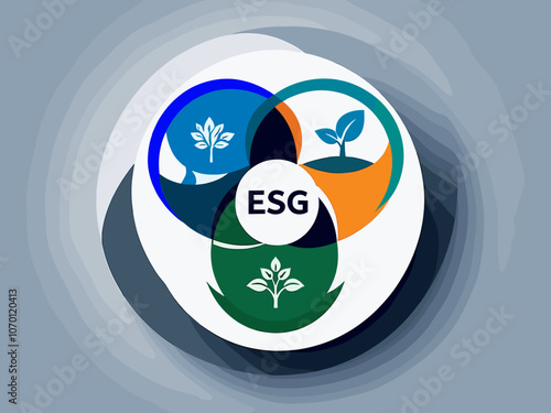 ESG concept icon for business and organization, Environment, Social, Governance and sustainability development concept with venn diagram, vector illustration