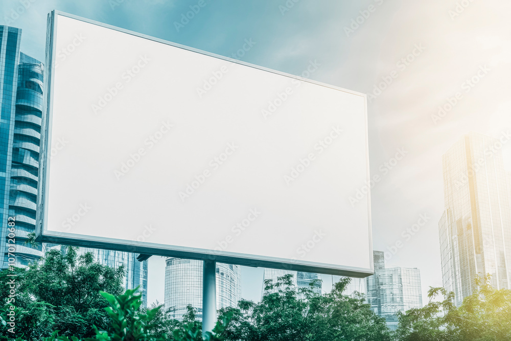 Fototapeta premium Blank urban billboard for advertising in a modern cityscape