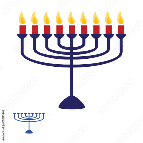 Hanukkah illustration of nine candles or menorah