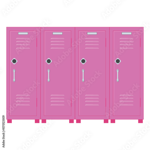 Flat illustration Closed school lockers in pink color.