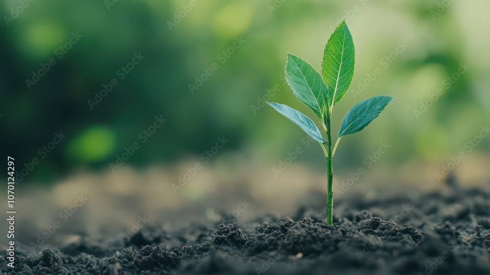 Naklejka premium Vibrant growing tree showcasing new branches reaching towards the sky, symbolizing life and renewal.