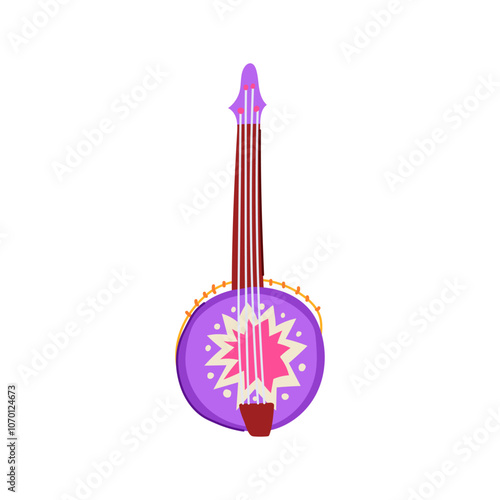 strings banjo cartoon. bluegrass folk, instrument plucking, picking melody strings banjo sign. isolated symbol vector illustration