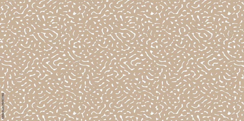 Line seamless pattern. Repeating brain pattern. Brown turning shape isolated on white background. Repeated coral lines. Organic texture. Irregular diffusion
