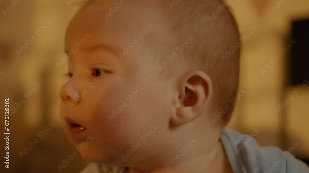 Unsteady body movements of a new born while learning to lie on stomach. Baby boy lifting head lying on tummy, actively moving. Unsteady body movements of a new born while learning to lie on stomach. Baby boy lifting head lying on tummy, actively moving.
