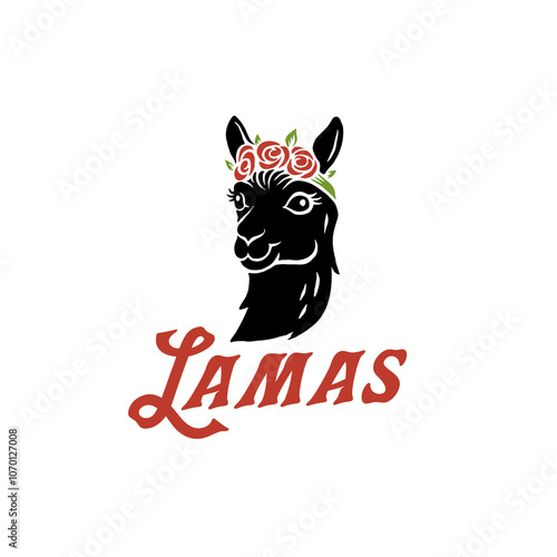 Logo Lamas head with flower headband