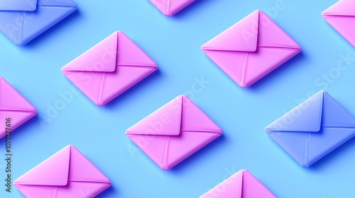 Colorful Envelope Icons on Blue Background