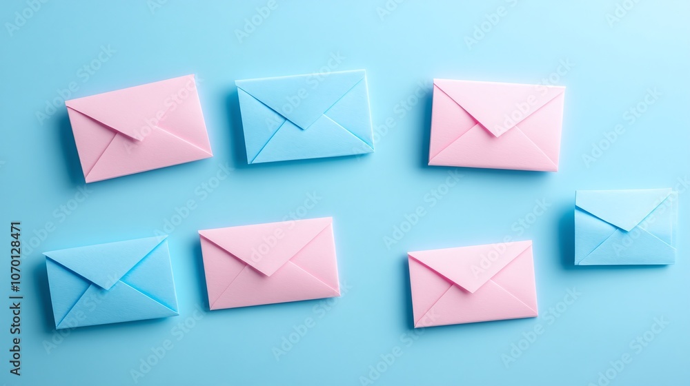 Colorful Envelopes on a Blue Background Colorful Envelopes on a Blue Background
