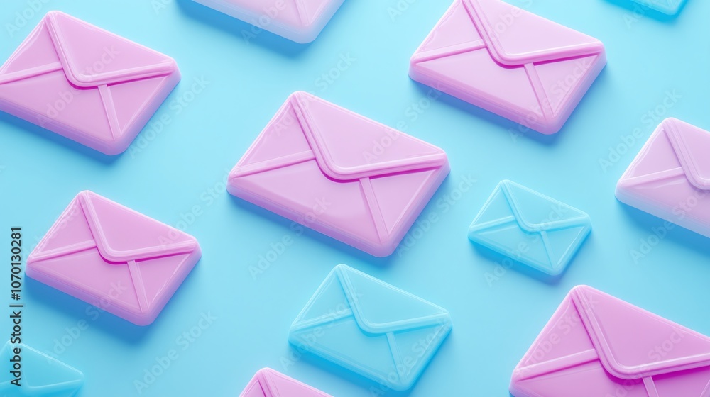 Colorful Mail Icons on a Light Blue Background