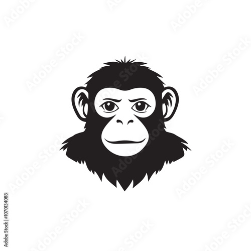 Monkey In cartoon, hand-drawn flat style. image for social media, websites and UI. Isolated 2D vector design in logo, icon, sketch style, simple line vector, single color. AI Generative Art.