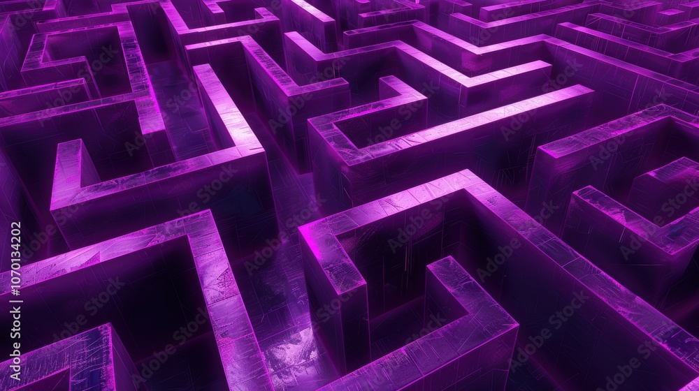 Abstract Purple 3D Maze Intricate Labyrinth Design Abstract Purple 3D Maze Intricate Labyrinth Design