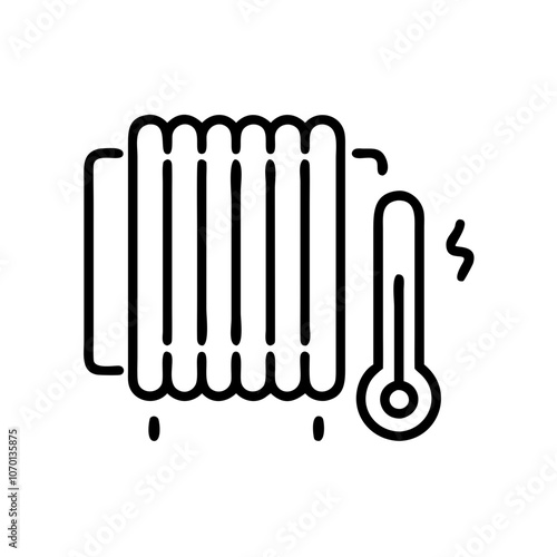 Radiator with thermometer icon representing heating systems and temperature control