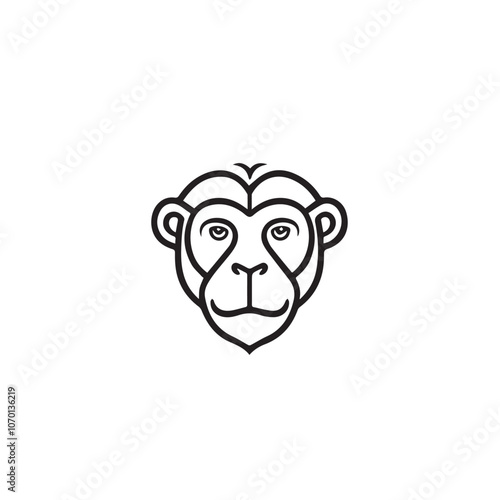 Monkey In cartoon, hand-drawn flat style. image for social media, websites and UI. Isolated 2D vector design in logo, icon, sketch style, simple line vector, single color. AI Generative Art. photo