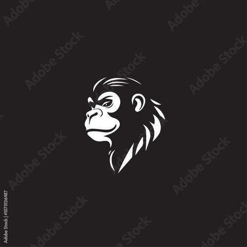 Monkey In cartoon, hand-drawn flat style. image for social media, websites and UI. Isolated 2D vector design in logo, icon, sketch style, simple line vector, single color. AI Generative Art.