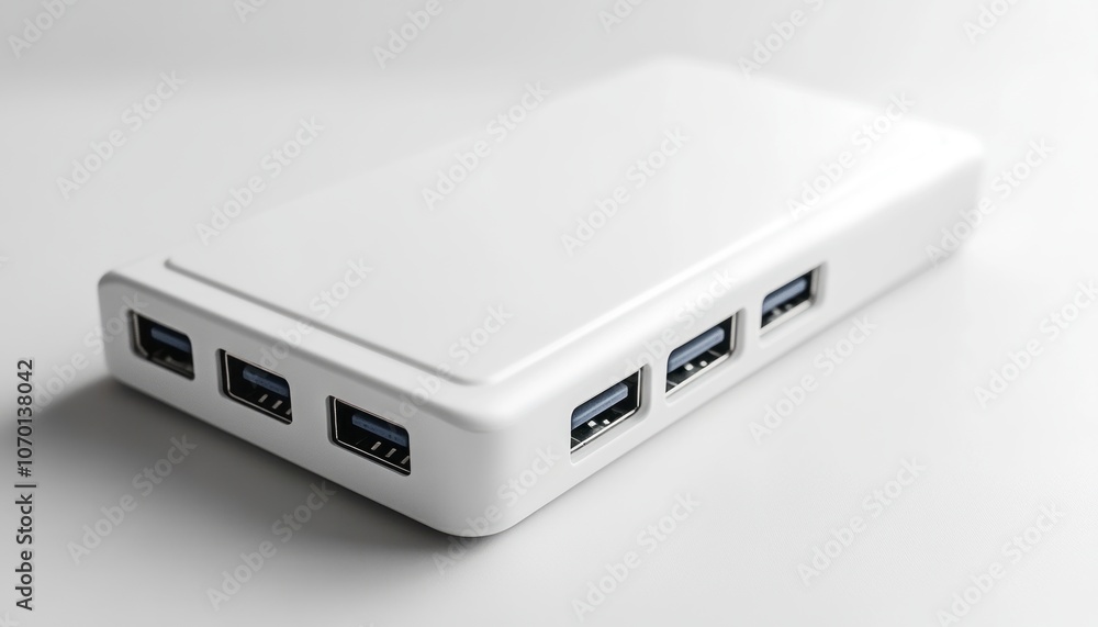Compact white USB hub with multiple ports for efficient device connectivity Compact white USB hub with multiple ports for efficient device connectivity