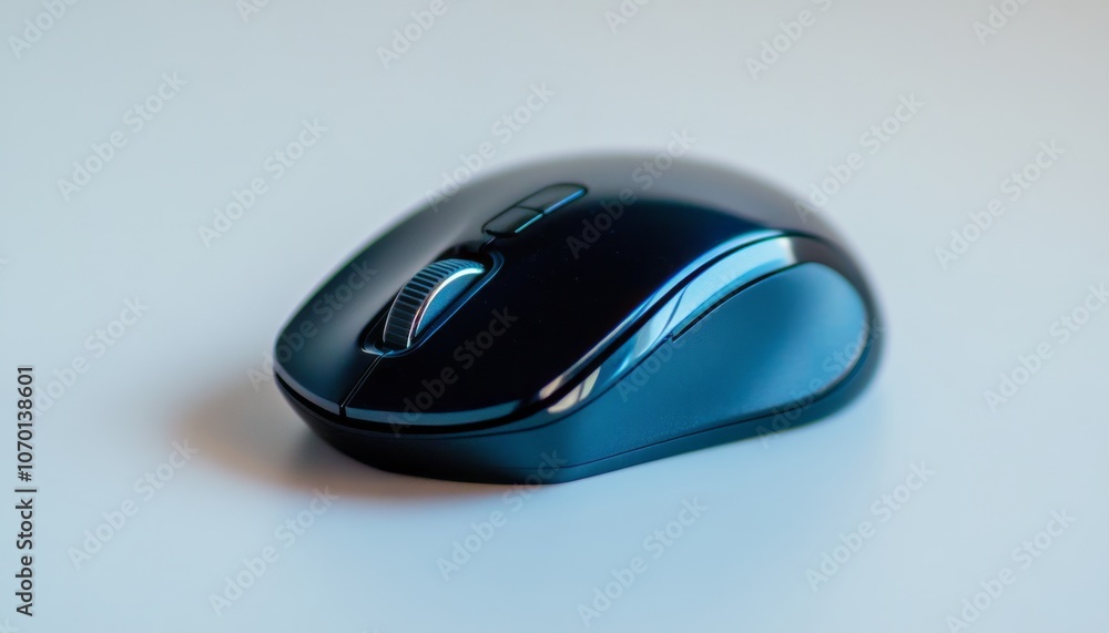Wireless computer mouse on a light surface with a minimalist design and a sleek finish Wireless computer mouse on a light surface with a minimalist design and a sleek finish
