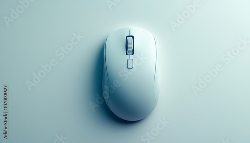 A minimalist design of a sleek white computer mouse on a light background photo