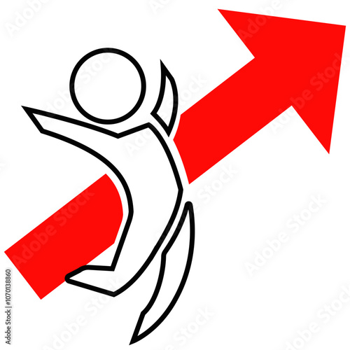 ジャンプして上昇する人のシルエット