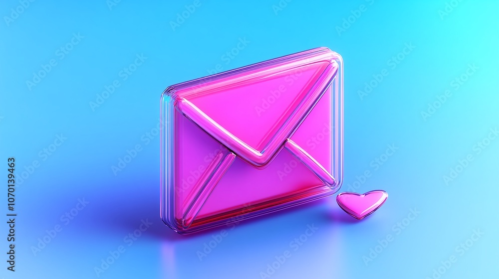Vibrant Pink Mail Icon with Heart Accent Vibrant Pink Mail Icon with Heart Accent