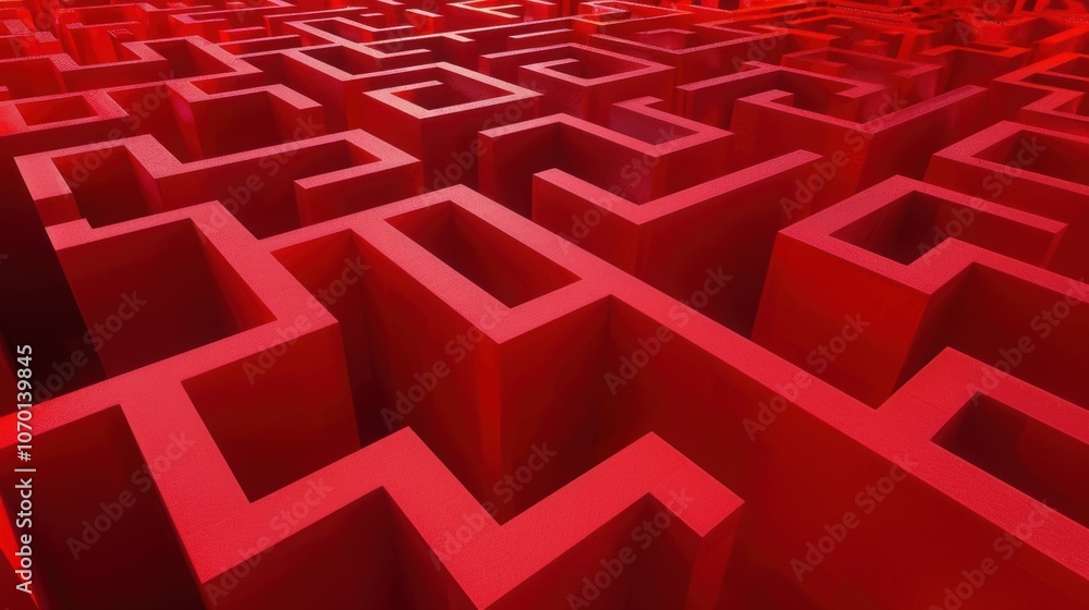 Abstract Red Maze Pattern Architecture Geometric 3D Labyrinth Design Background Abstract Red Maze Pattern Architecture Geometric 3D Labyrinth Design Background