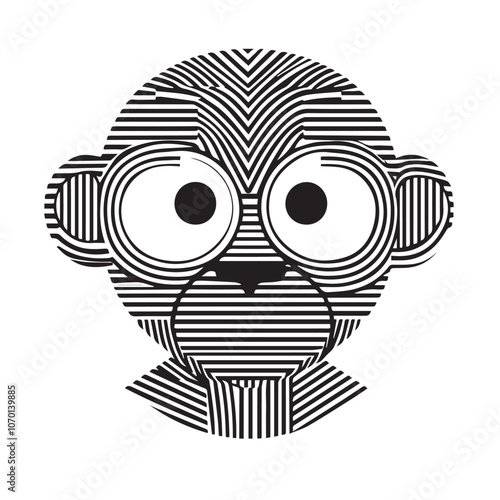 Monkey In cartoon, hand-drawn flat style. image for social media, websites and UI. Isolated 2D vector design in logo, icon, sketch style, simple line vector, single color. AI Generative Art. photo