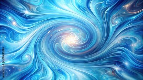 Abstract liquid background with swirling patterns of iridescent blues and light blue reflected photo