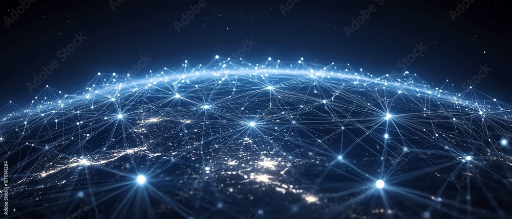 Dark blue background with white futuristic digital connections and technology lines, depicting the interconnected world of digital innovation and cuttingedge technology Dark blue background with white futuristic digital connections and technology lines, depicting the interconnected world of digital innovation and cuttingedge technology
