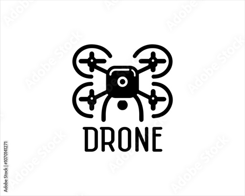 Drone Silhouette Vector Icon Logo Design Illustration 