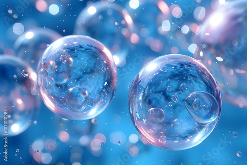 Wallpaper Mural Captivating Spheres of Light in Blue Reflective Abstract Background for Modern Design Torontodigital.ca