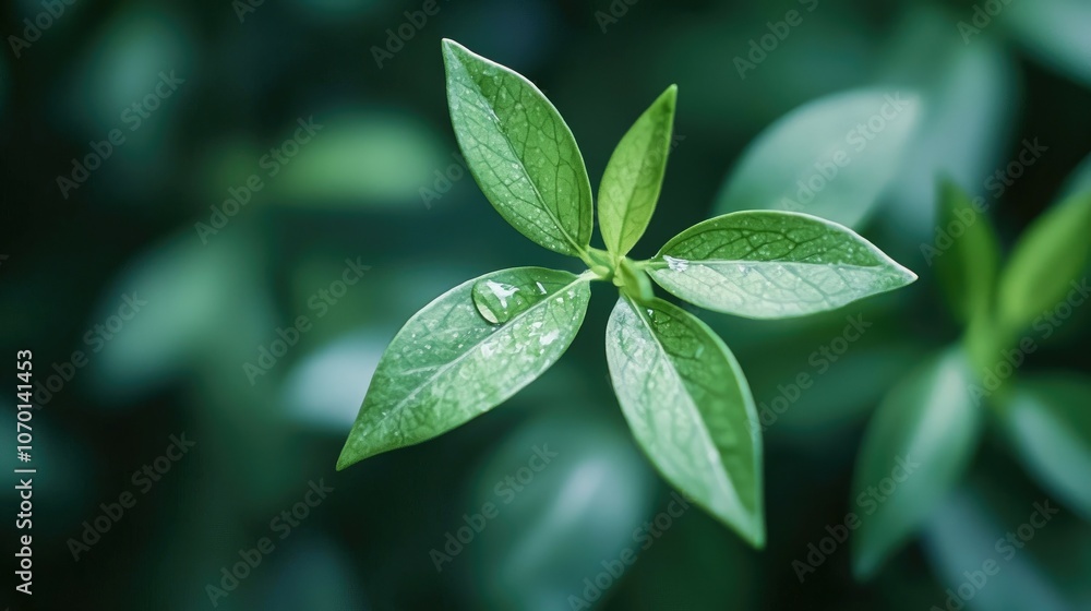A close-up shot of a dewdrop on a green leaf. A close-up shot of a dewdrop on a green leaf.