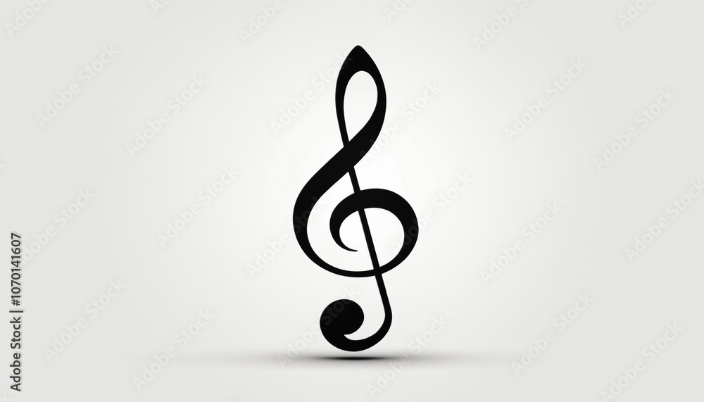 Black Treble Clef Symbol on White Background. Black Treble Clef Symbol on White Background.