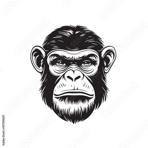 Monkey In cartoon, hand-drawn flat style. image for social media, websites and UI. Isolated 2D vector design in logo, icon, sketch style, simple line vector, single color. AI Generative Art.
