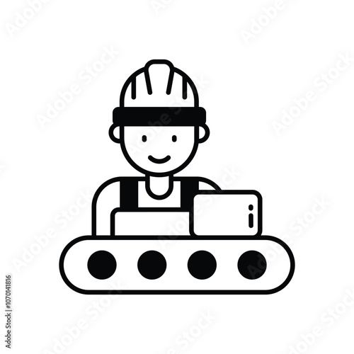 Factory Worker vector icon stock illustration