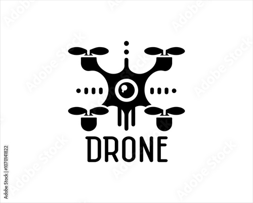 Drone Silhouette Vector Icon Logo Design Illustration 