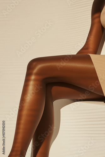Obraz na płótnie An elegant studio shot of a woman's leg casting a shadow, highlighting beauty and body care. w salonie