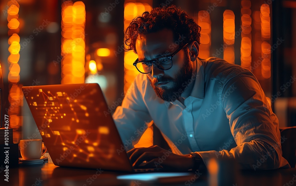 A business professional in a hightech office setting A business professional in a hightech office setting