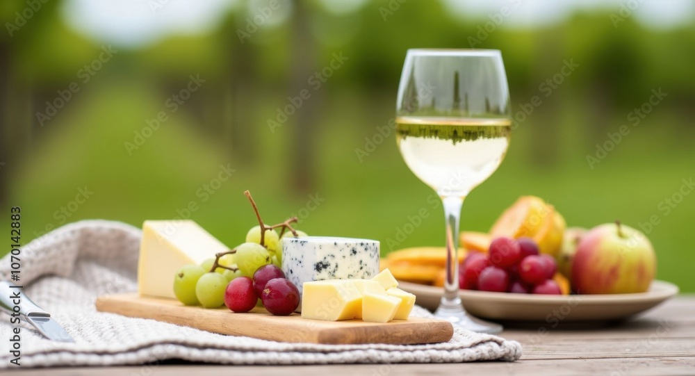 White wine and assorted cheese platter White wine and assorted cheese platter