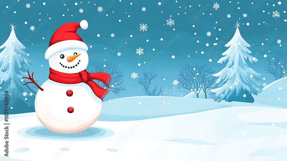 Cheerful Snowman in a Winter Wonderland Cheerful Snowman in a Winter Wonderland