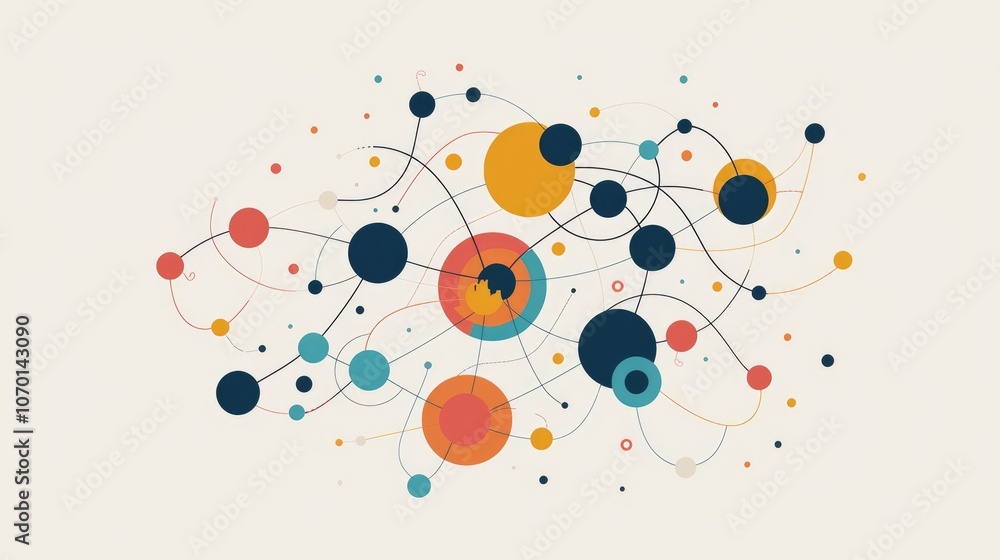 Geometric global network, simple connected lines, symbolic synergy, flat design illustration Geometric global network, simple connected lines, symbolic synergy, flat design illustration