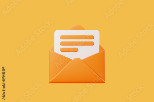 Free Download 3D orange envelope with document icon - GFXLoad
