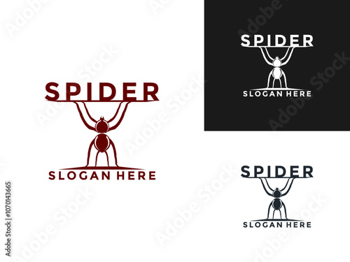 Spider logo design vector, Stronger Spider Insect logo icon template